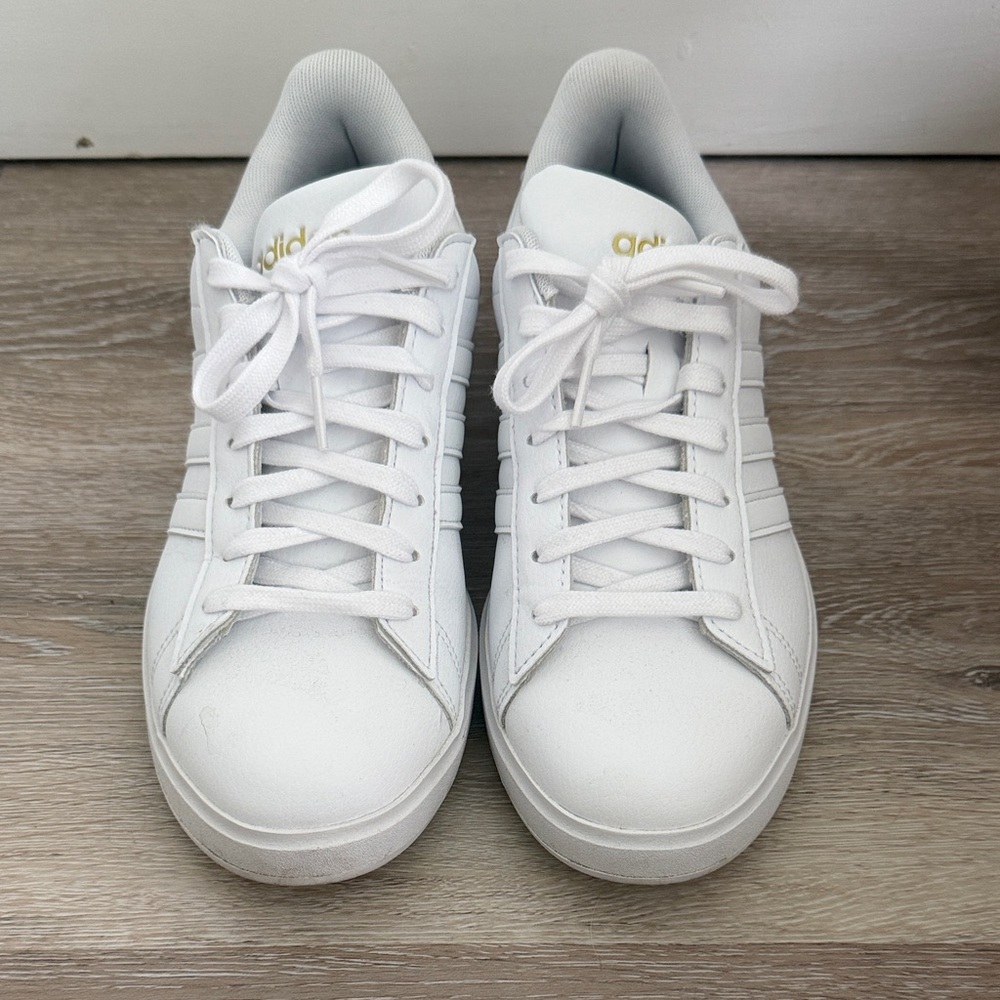 Adidas Classic White and Gold Sneakers
